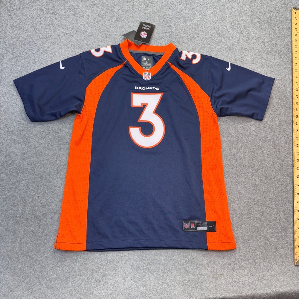 Nike Youth Jersey‎ L Russell Wilson #3 Broncos Game Navy/Orange Poly Mesh